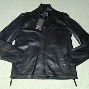 Gallotti Classic Black Leather Jacket for Men New